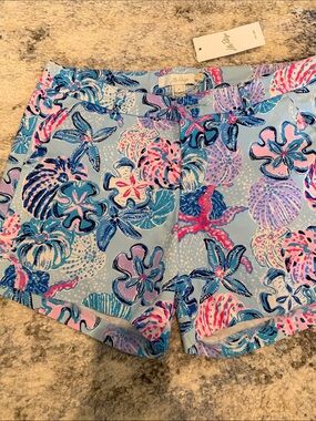 Lilly Pulitzer Blue Sea Life High-Waist Printed Shorts